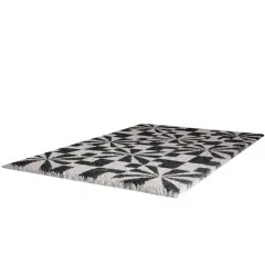 Black and Pale Pink Abstract Coir Outdoor Rectangular Door Mat 29.5" x 17.75"