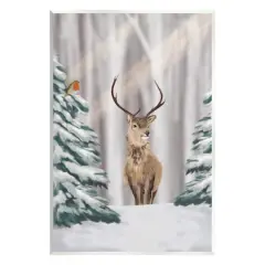 Stupell Industries Seasonal Deer Winter Landscape Wall Plaque Art