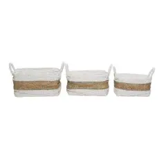 White & Brown Nesting Storage Basket Set