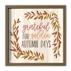 Grateful for Golden Autumn Days 16" x 16" Brown Framed Print
