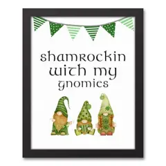 Shamrockin Gnomies 12.73" x 15.73" Black Framed Canvas