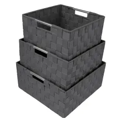 Sorbus 3-Piece Woven Basket Set Gray