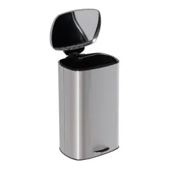40L Rectangular Stainless Steel Step Trash Can With Lid