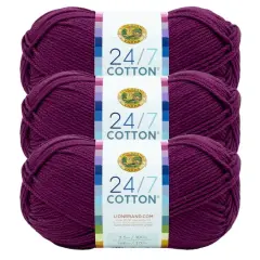3 Pack Lion Brand&reg; 24/7 Cotton&reg; Yarn Beets