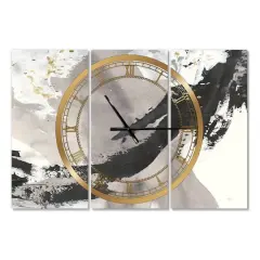 Designart Glam Painted Arcs III Modern 3 Panel Wall Clock