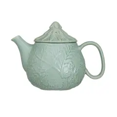 Hello Honey&reg; 30oz. Sage Embossed Botanicals Stoneware Teapot with Strainer