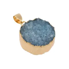 Dyed Druzy Quartz Round Pendant by Bead Landing&trade; Blue