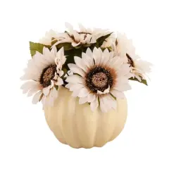 Flora Bunda&reg; 10" Cream Sunflowers in Pumpkin D&eacute;cor