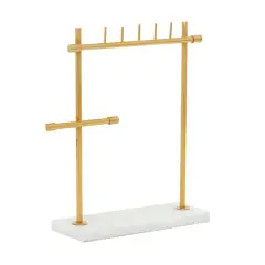 Gold Marble Modern Jewelry Stand, 13" x 12" x 4"