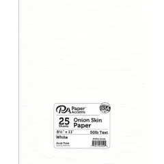 PA Paper&trade; Accents 8.5" x 11" 50lb. White Onion Skin Paper, 25 Sheets