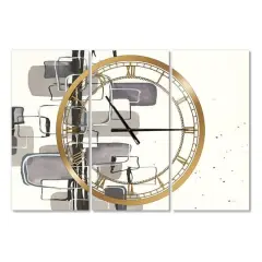 Designart Glam Dancing Shape IV Modern 3 Panel Wall Clock