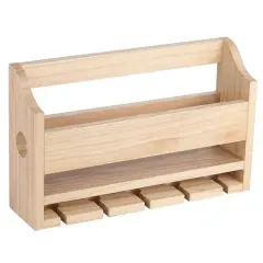 NEX&trade; Wall-Mounted Wine Rack with 5 Long Stem Glass Holder Light Brown