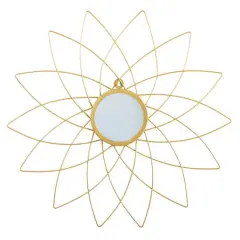 26" Gold Metal Flower Accent Wall Mirror