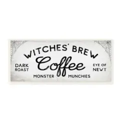 Stupell Industries Witches' Brew Coffee Charming Halloween Design Wood Wall Plaque