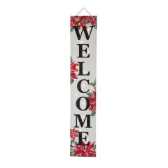 Glitzhome&reg; 42" Lighted Wooden Poinsettia WELCOME Porch Sign