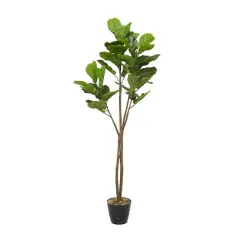 63" Black Vinyl Contemporary Potted Artificial Tree