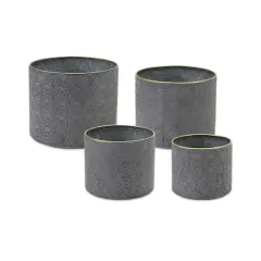 Ornate Geometric Metal Planters Set