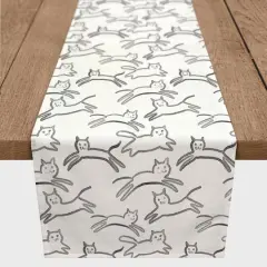 Leaping Cat Pattern 16" x 90" Cotton Twill Runner