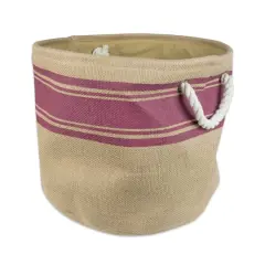 DII&reg; 12" Round Border Burlap Bin Wine