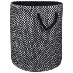 DII&reg; Medium Diamond Weave Round Paper Storage Basket Black/White