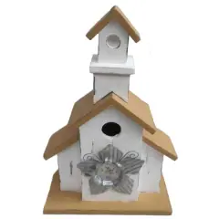 Santa's Workshop 13" White Church Bird House