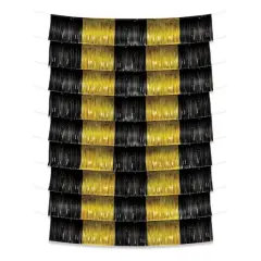 Beistle Black and Gold Metallic Fringe Garland Backdrop