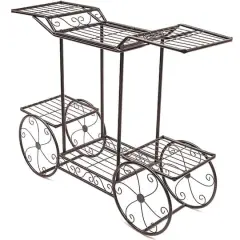 Sorbus 25.5" Bronze Cart Stand Pot Plant Holder