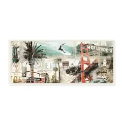 Stupell Industries Vintage California Collage Urban City Landmarks,7" x 17"