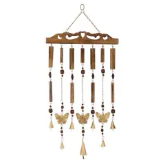 26" Brown Butterfly Mango Wood Coastal Windchime