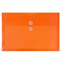 JAM Paper 9.75" x 13" Bright Orange Plastic Letter Button & String Tie Booklet Envelopes, 108ct.