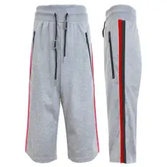 Galaxy By Harvic French Terry Sweat Shorts With Contrast Trims & Side Zipper Pockets Heather Grey