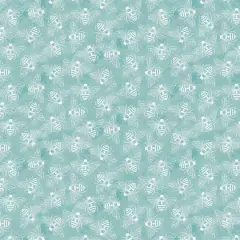 Fabric Editions Turquoise Buzzing Bees Cotton Fabric