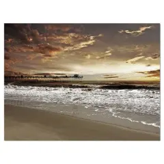 Designart - Meet the Sunrise at Hollant beach - Sea & Shore Photography on wrapped Canvas