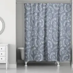 Swirly Leaves Shower Curtain Slate