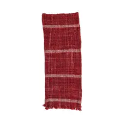 Hello Honey&reg; 72" Red Woven Wool Table Runner with Stripes