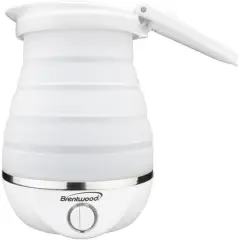 Brentwood White 0.85qt. Dual-Voltage Collapsible Travel Kettle