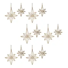 Rattan Wrapped Metal Star Ornaments Set