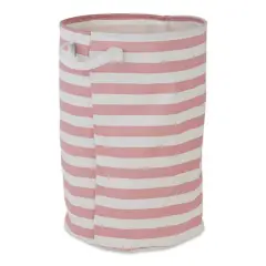 DII&reg; Round Stripes PE-Coated Cotton Polyester Laundry Hamper Rose