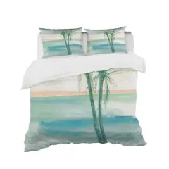 Designart Peaceful Dusk II Tropical Coastal Duvet Cover Set Blue