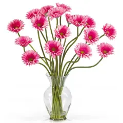 21" Gerbera Daisy Liquid Illusion Silk Flower Arrangement Pink