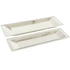 Set of 2" White Stainless Steel Traditional Tray, 22", 25"