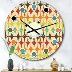 Designart 'Abstract Retro Geometric Pattern V Mid-Century Modern Wall Clock