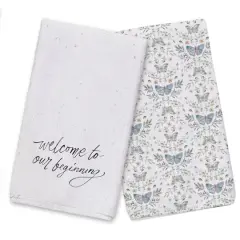 Welcome to Our Beginning Tea Towel Set White