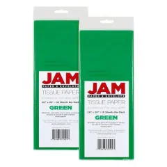 JAM Paper 20" x 26" Tissue Paper, 2 Packs of 10 Sheets Green