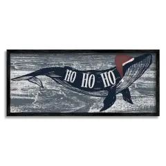 Stupell Industries Ho Ho Ho Christmas Santa Whale Framed Giclee Art Black