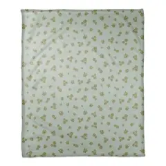 Daisy Pattern Coral Fleece Blanket Green