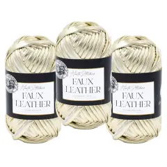 3 Pack Lion Brand&reg; Haute Stitches Faux Leather Yarn Gold