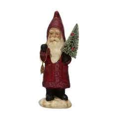 Hello Honey&reg; 8" Recycled Paper Mache Red Santa with Bottle Brush Tree