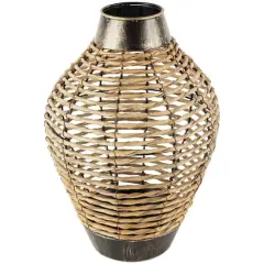16" Brown Seagrass Handmade Twisted Vase