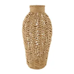 18" Brown Jute Chevron Woven Vase